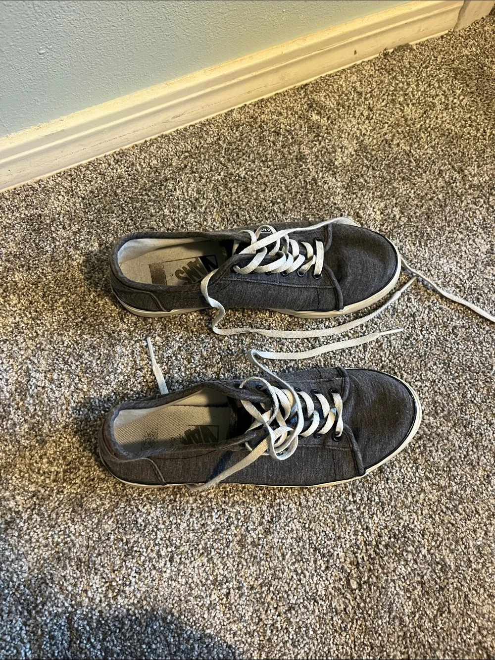 Vans Women’s Dark Gray Low-Top Canvas Sneakers with White Laces